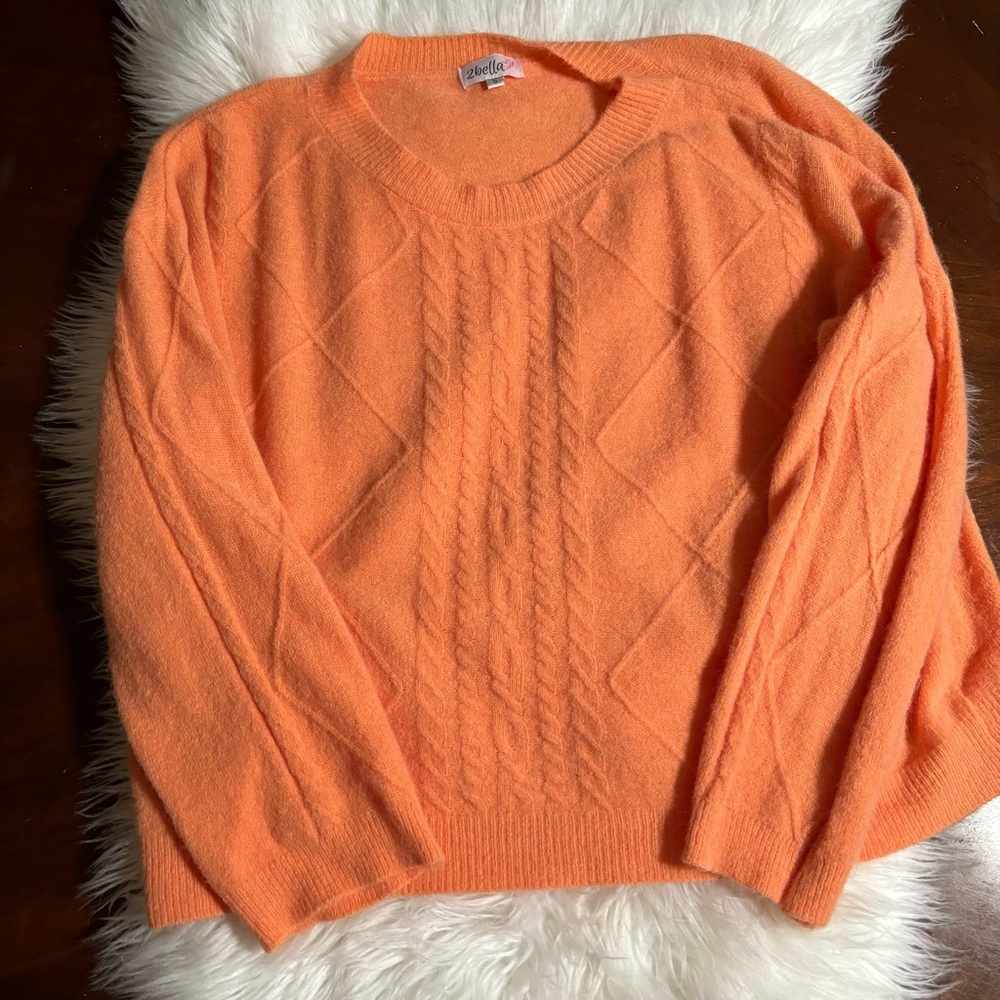 Bright Orange Sweater Top Size Small
